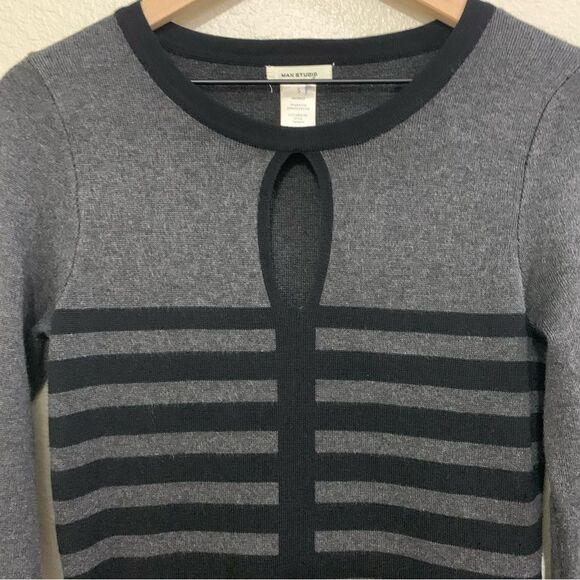 MAX STUDIO Women’s Bodycon Sweater Dress Black Grey Geometric Size Small. - Picture 3 of 12